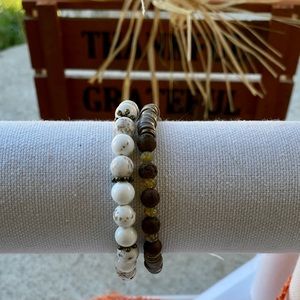 White Turquoise & Brown Lava Stone